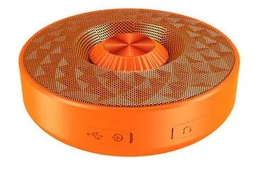 Portable wireless Bluetooth mini speaker in black, orange, and silvery white colour options.
