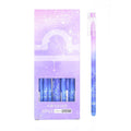 Box of 12 plastic gel pens with quick-drying ink and constellation-themed designs in assorted colours