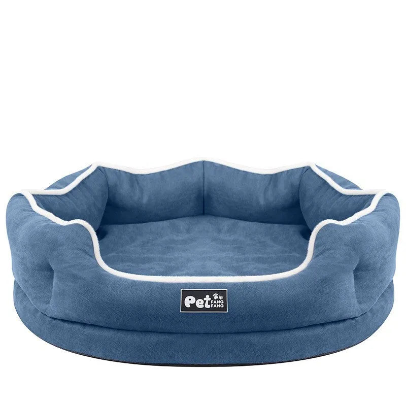 Warm sofa dog cushion in Liscel fabric with sponge fill, available in Blue, Grey, Pink, sizes L and S
