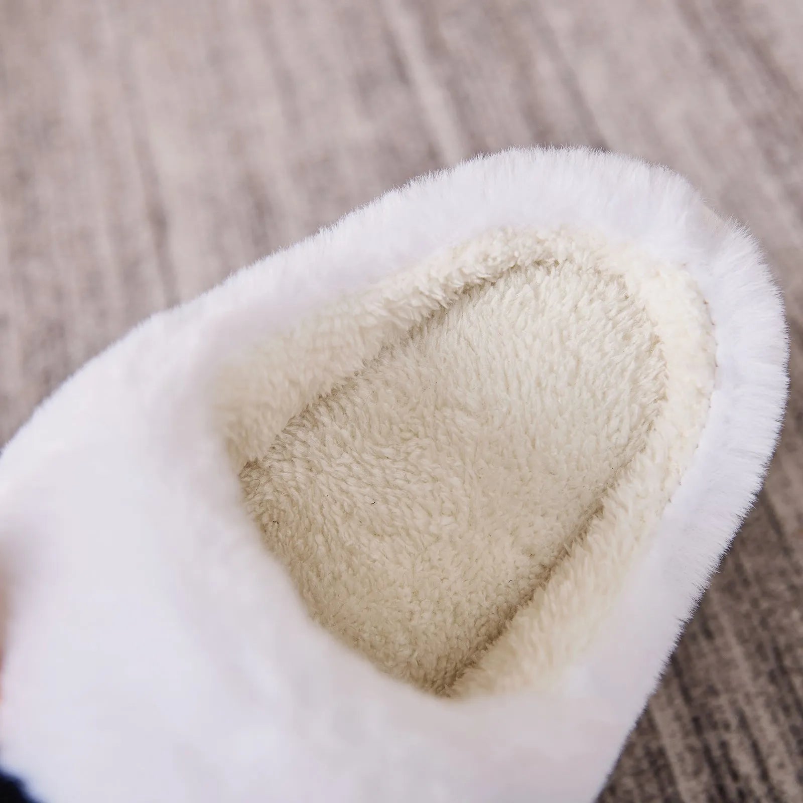 White indoor platform warm cartoon cow fluffy slippers with plush upper and flat PVC sole