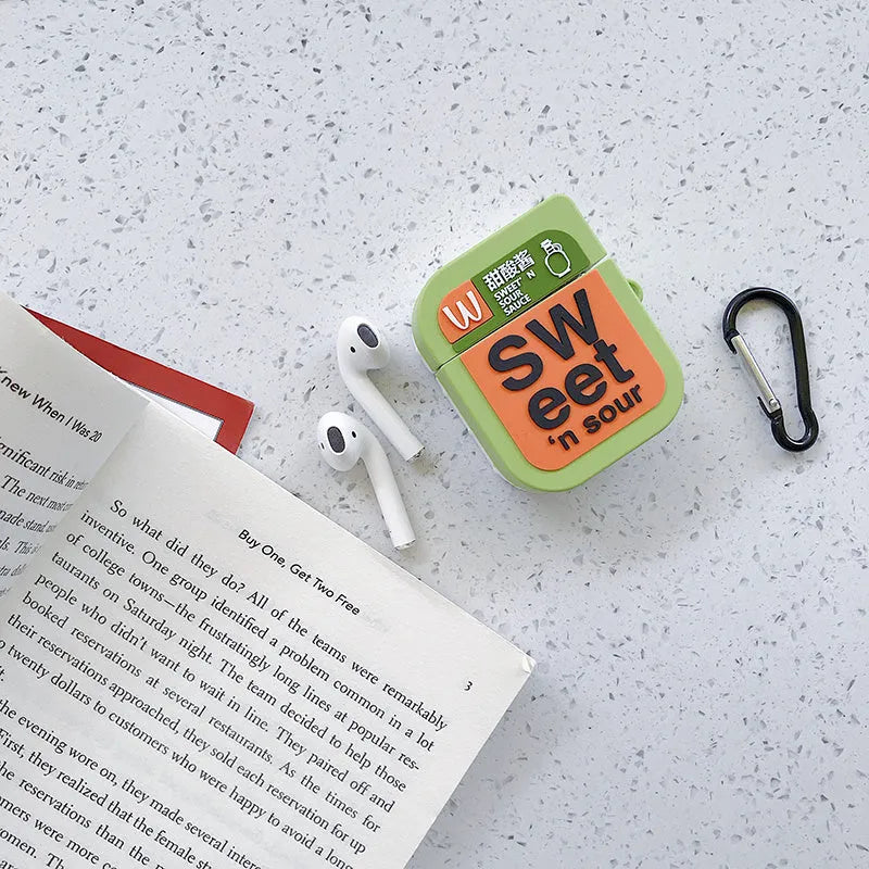 Green silicone protective case for Apple AirPods with cartoon animal design