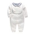 White long-sleeve cotton baby gentleman romper for boys