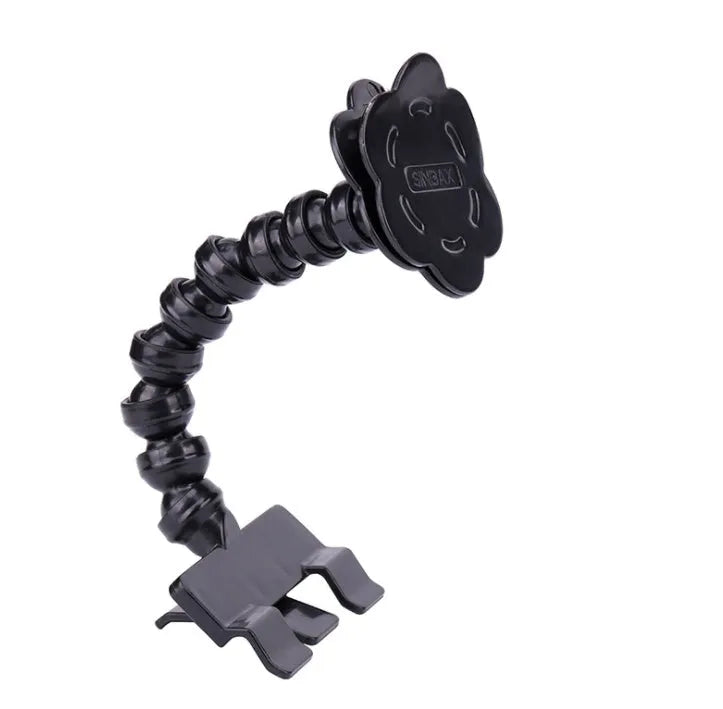 Black and white pet selfie stick with square and flower clips for pet photography