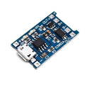 Blue lithium battery charging and protection integrated board 2.6x1.7cm with 5V input and protection circuitry