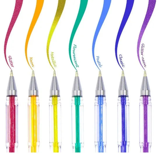 Pack of colour gel pens with a 2.2mm large inner diameter ink tube for smooth writing.