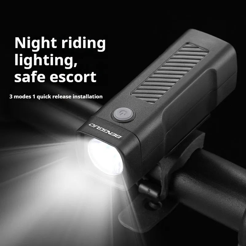 USB rechargeable bicycle headlight with quick release strap bracket