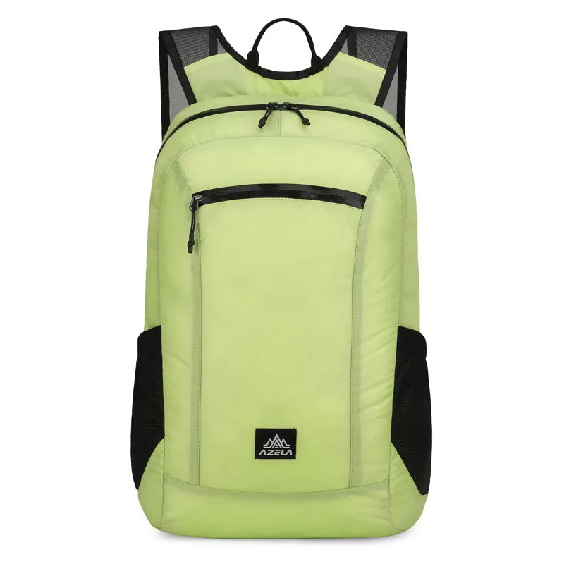 AZELA lightweight white hiking backpack with multiple pockets and breathable mesh straps for outdoor use