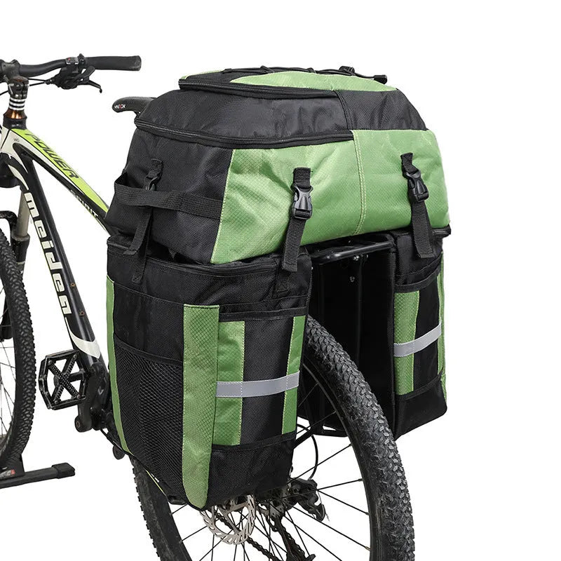 Rhinoceros 70L bicycle rear storage bag in blue, green or red colour for long-distance travel