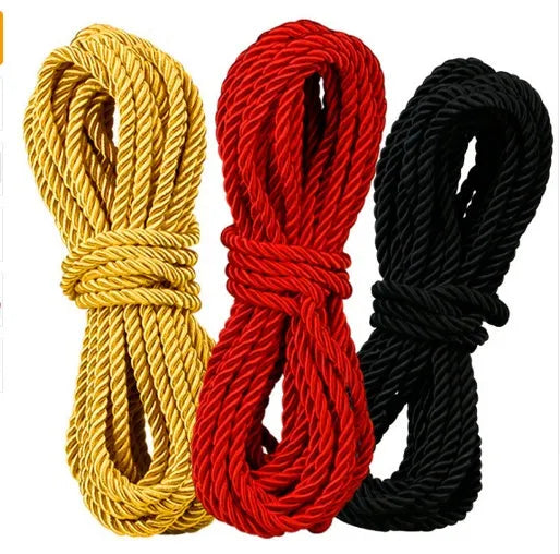 10 metre BDSM bondage rope in black red and yellow for adult couples sex games
