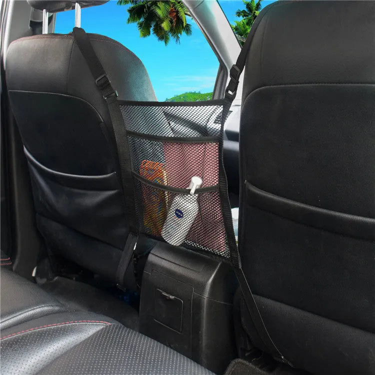 Black heavy mesh car pet isolation net installed in vehicle for small animals travel