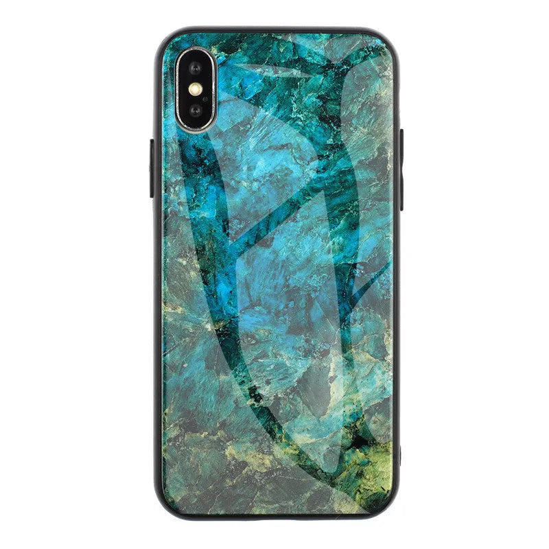 Huawei mobile phone case with marbled glass and TPU protective shell in blue colour.