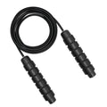 Steel wire skipping rope with black foam handles on a flat surface, showing 3m length and 4mm rope diameter