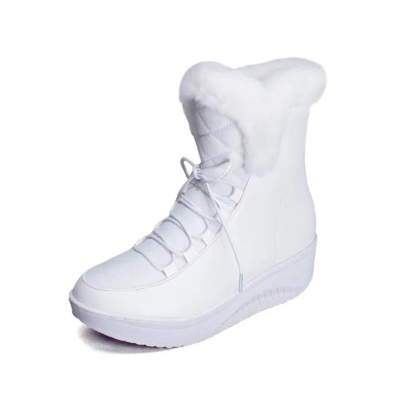 Women's black winter ankle boots with lace-up front and 3cm platform sole