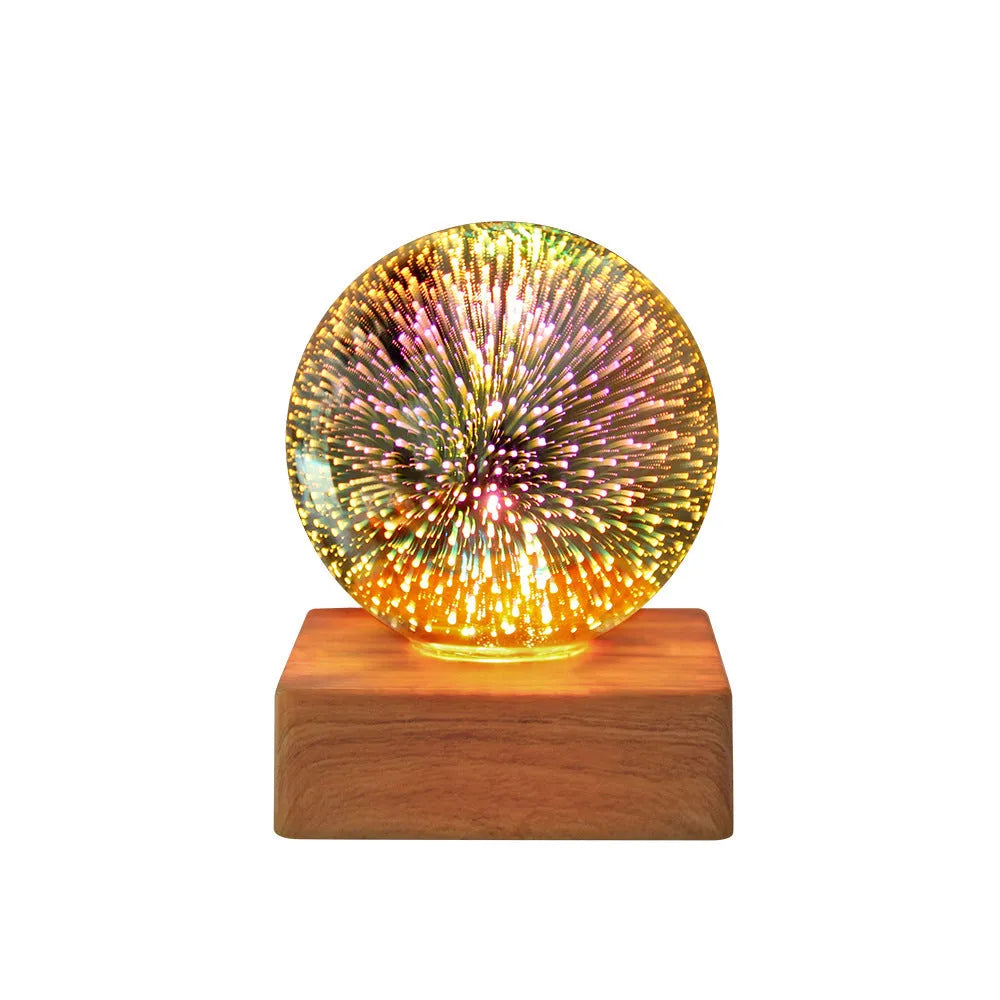 USB-powered crystal ball LED night light with touch control in spherical design