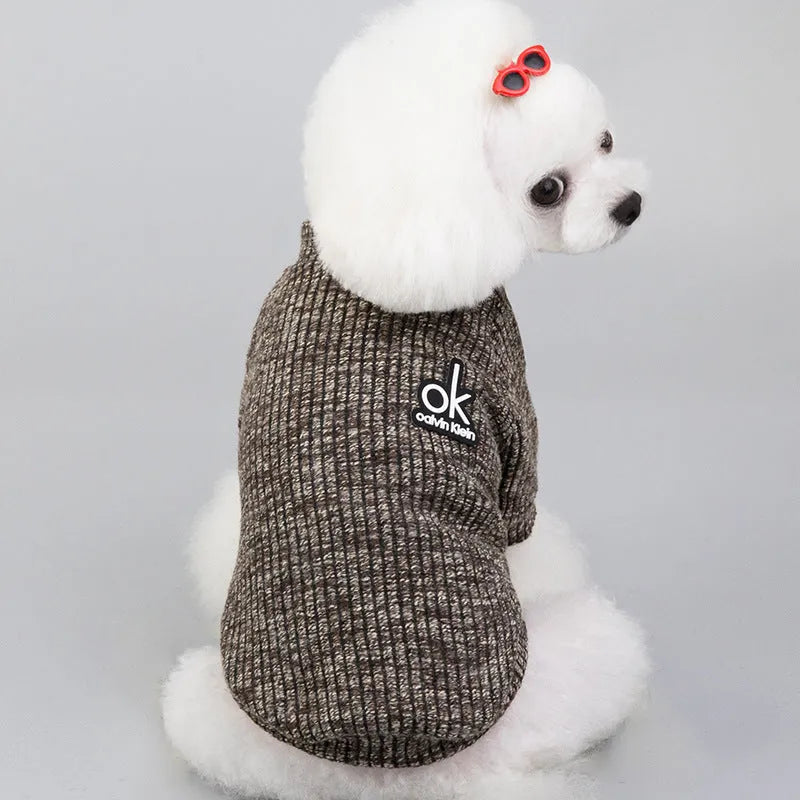 Wool pet sweater for dogs and cats in multiple colours including coffee, wine red, black, and blue