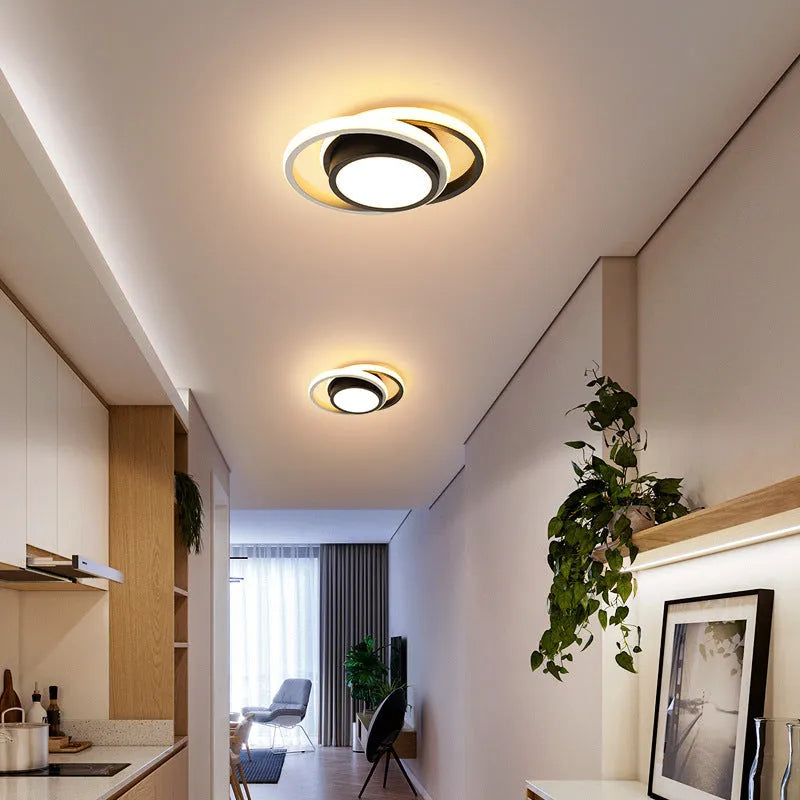 Modern Nordic style aluminium ceiling light fixture with LED in round and square shade options.
