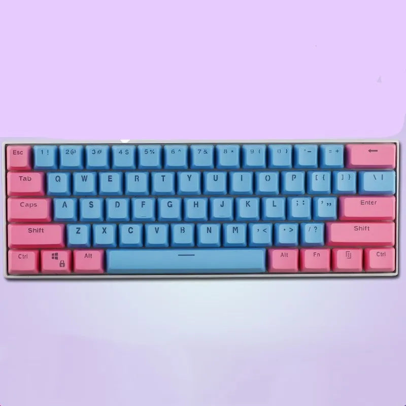 PBT transparent keycap set with OEM height profile and two-shot injection light-transmitting characters for 60% mechanical keyboards