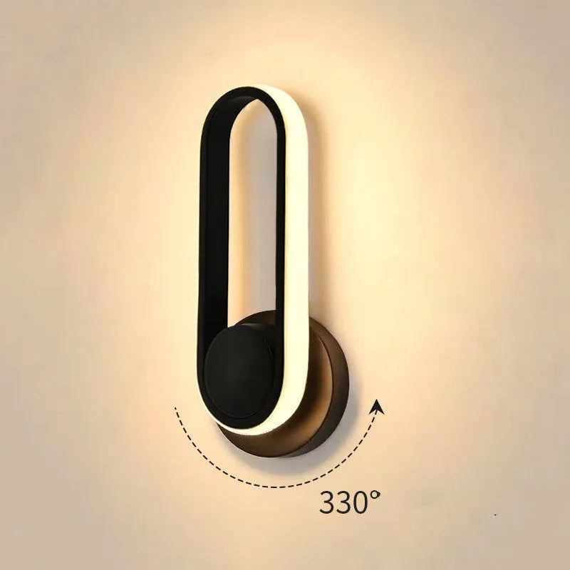 Rotatable LED wall lamp with acrylic shade in black or white metal iron body for indoor use
