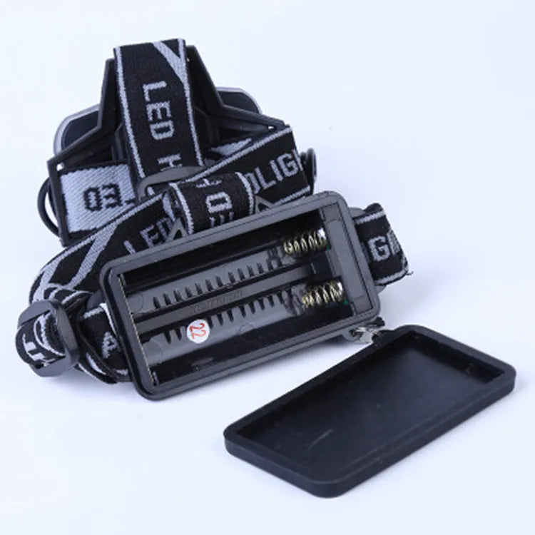Fixed focus strong light LED headlight for outdoor camping with 300-500 metre range