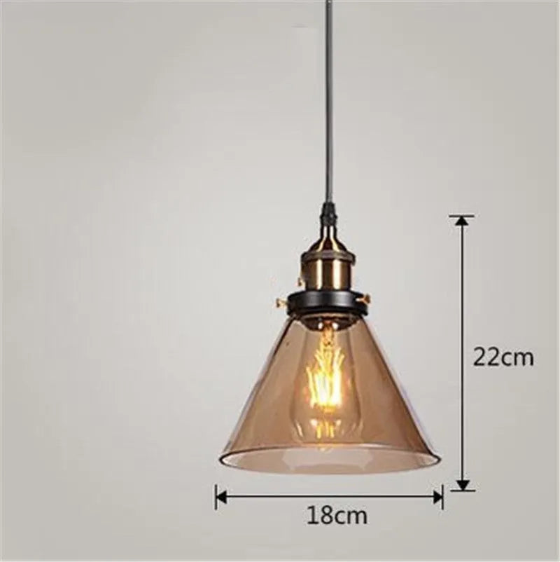 Nordic industrial glass chandelier in amber with adjustable 1.2m height