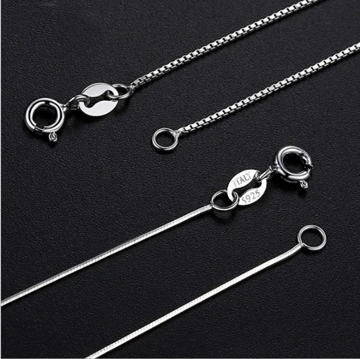 S925 sterling silver necklace with plated finish, available in multiple style options