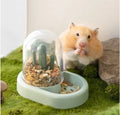 Hamster automatic cage feeder with transparent food window in vanilla yellow colour.