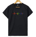 Gay Pride Pulse T-Shirt in black with sizes from S to XXXL