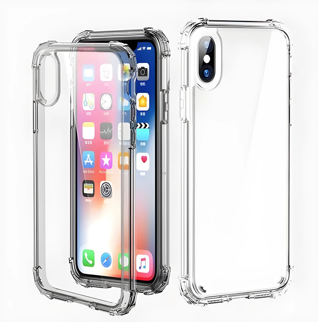 Transparent TPU shockproof phone case for iPhone showing back cover design