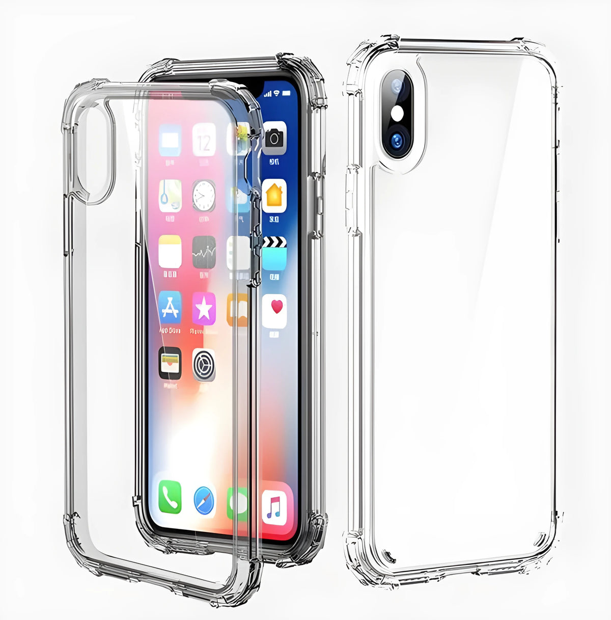 Transparent TPU shockproof phone case for iPhone showing back cover design