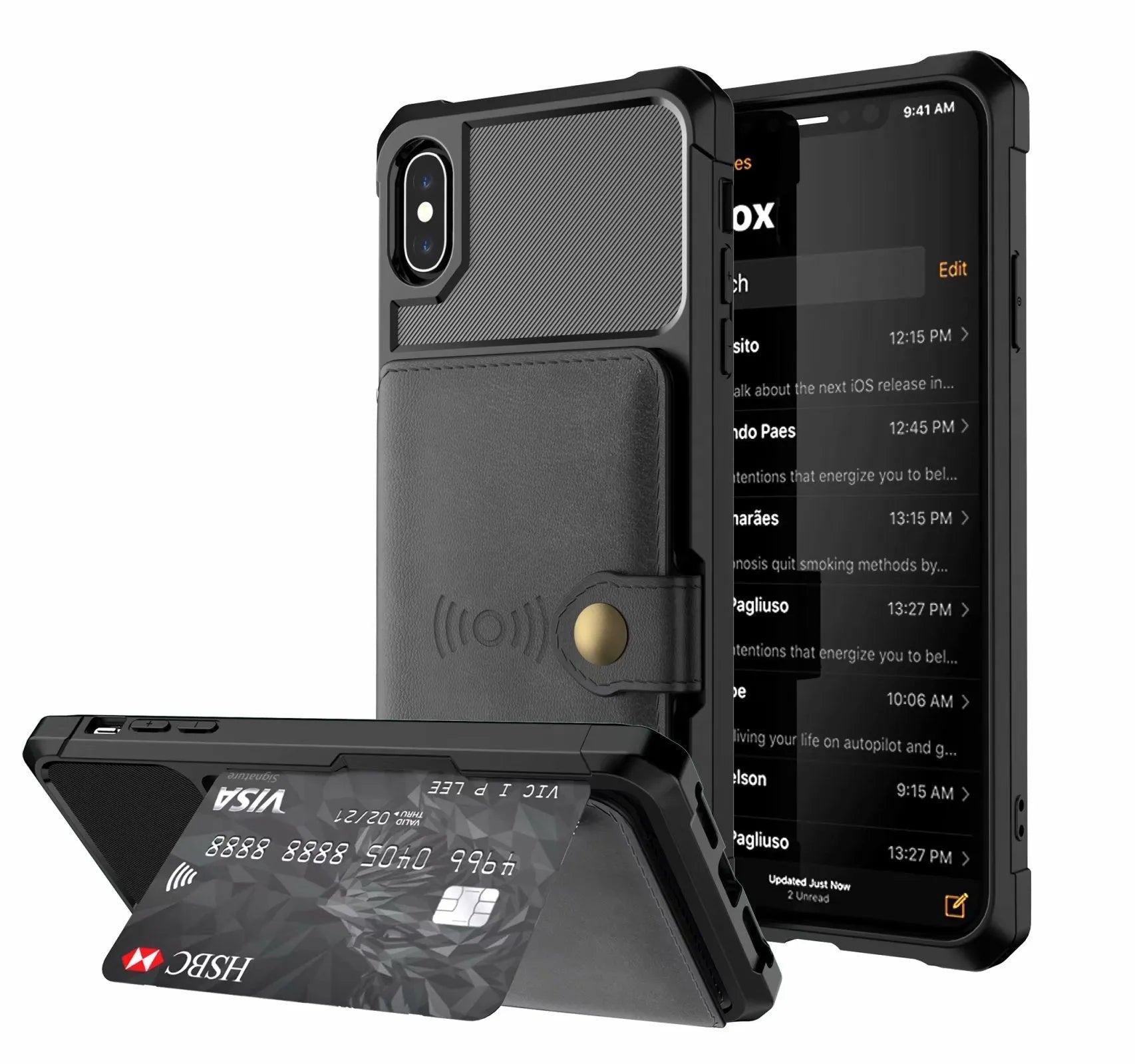 Geometric pattern PU leather mobile phone case in multiple colour options for iPhone and Samsung smartphones