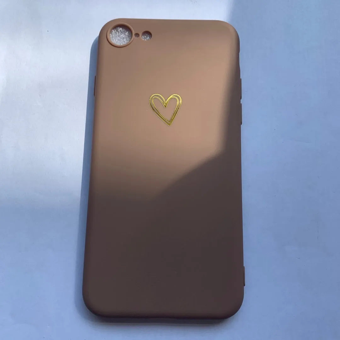 Simple hand-painted love design matte TPU iPhone case in cold wind colour with lanyard holes