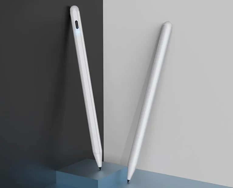 White capacitive stylus pen for iPad with fine nib, aluminium alloy body
