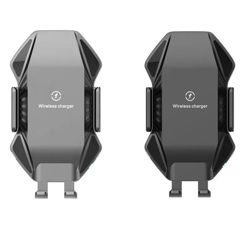 Auto-sensing car wireless charger T3 black with suction cup mount on windscreen showing charging indicator