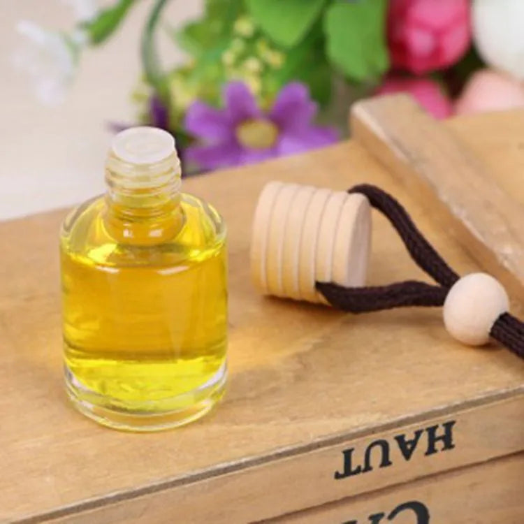 Glass bottle car air freshener hanging ornament with 55g aromatherapy refill options
