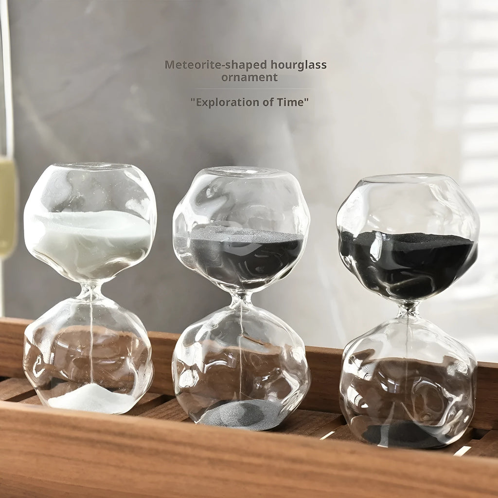 Nordic home borosilicate glass sand clock timer with special-shaped design and coloured sand