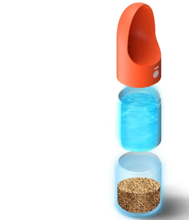 Moestar Rocket pet drinking cup in white-grey colour with one-button lock system and 270ml capacity