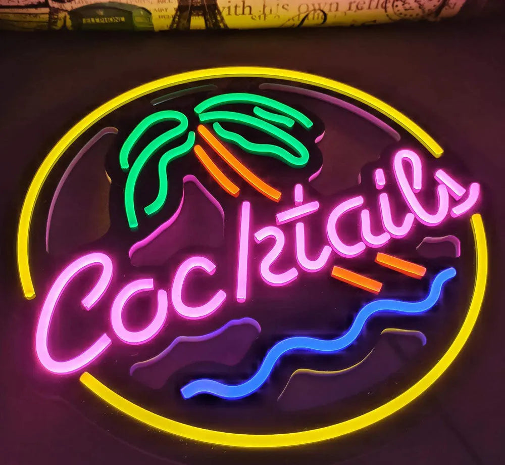 Small 40mm by 33mm LED Coffee neon sign with mixed colour light for bar and shop decoration.