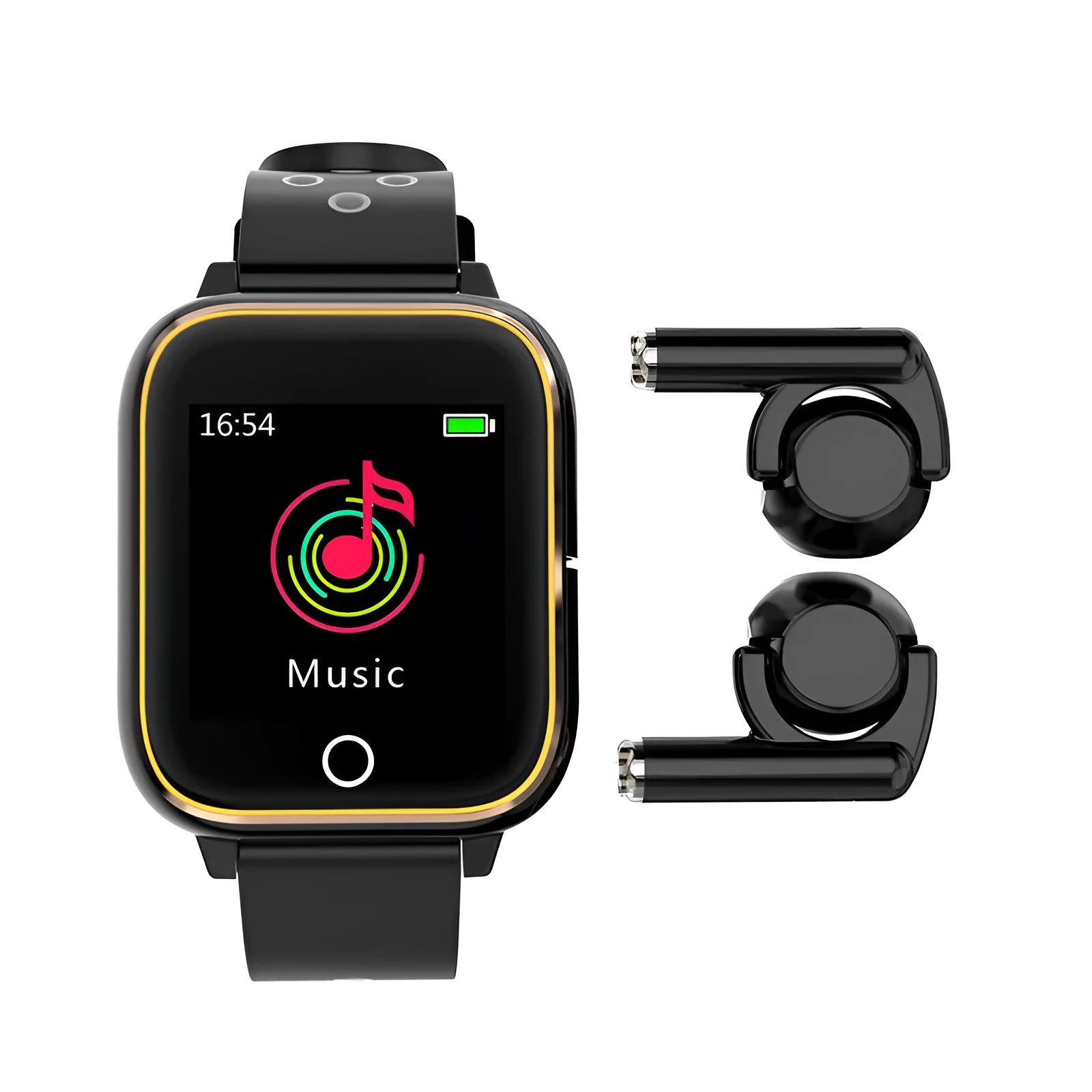 Smart call watch bracelet and TWS headset combo in white with a 1.3-inch screen on a silicone sporty strap
