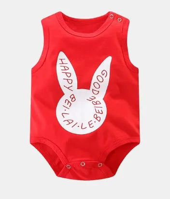 Newborn baby vest romper made from cotton in animal print designs