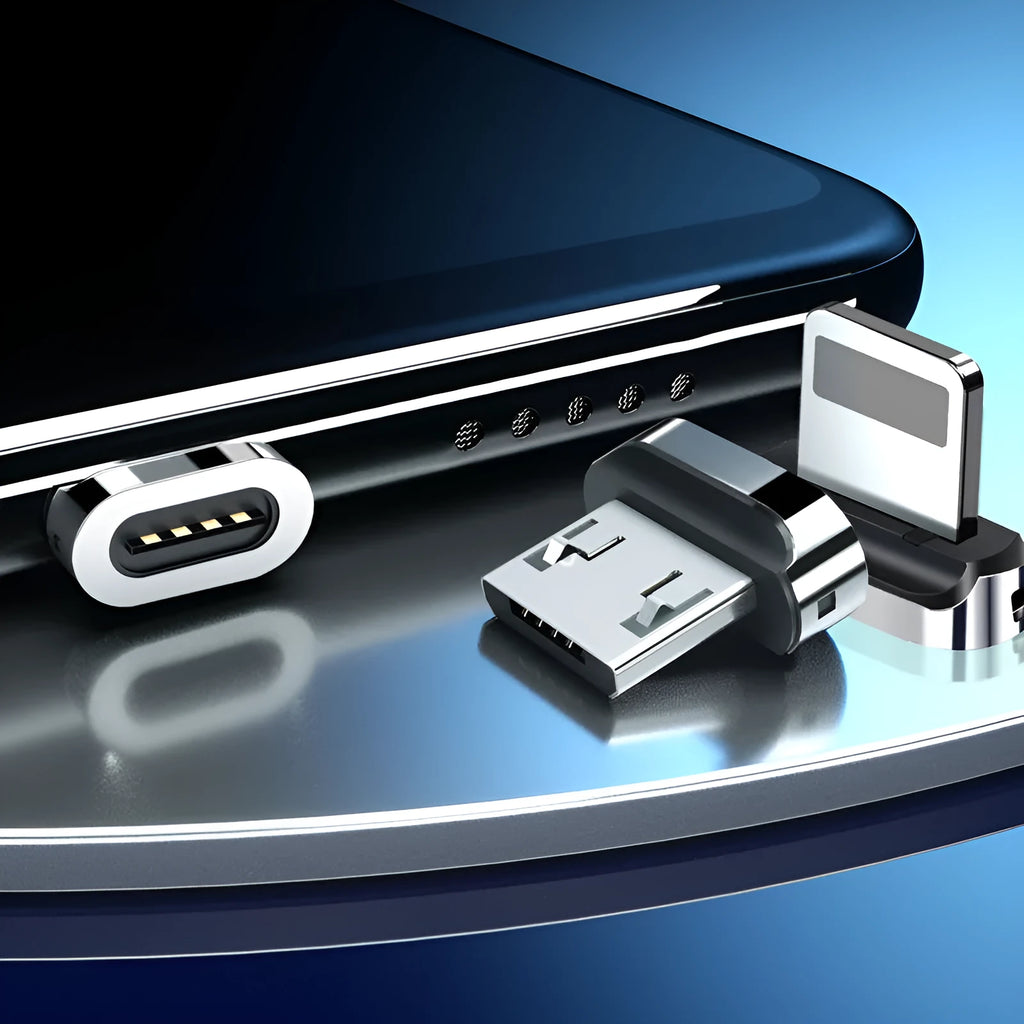 3A fast charge magnetic charging head in black and silver, 0.2m length, for Android Type-C devices