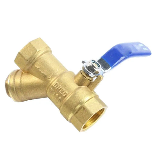 Brass Y-strainer filter ball valve with threaded ends for DN20 and DN25 pipe connections.