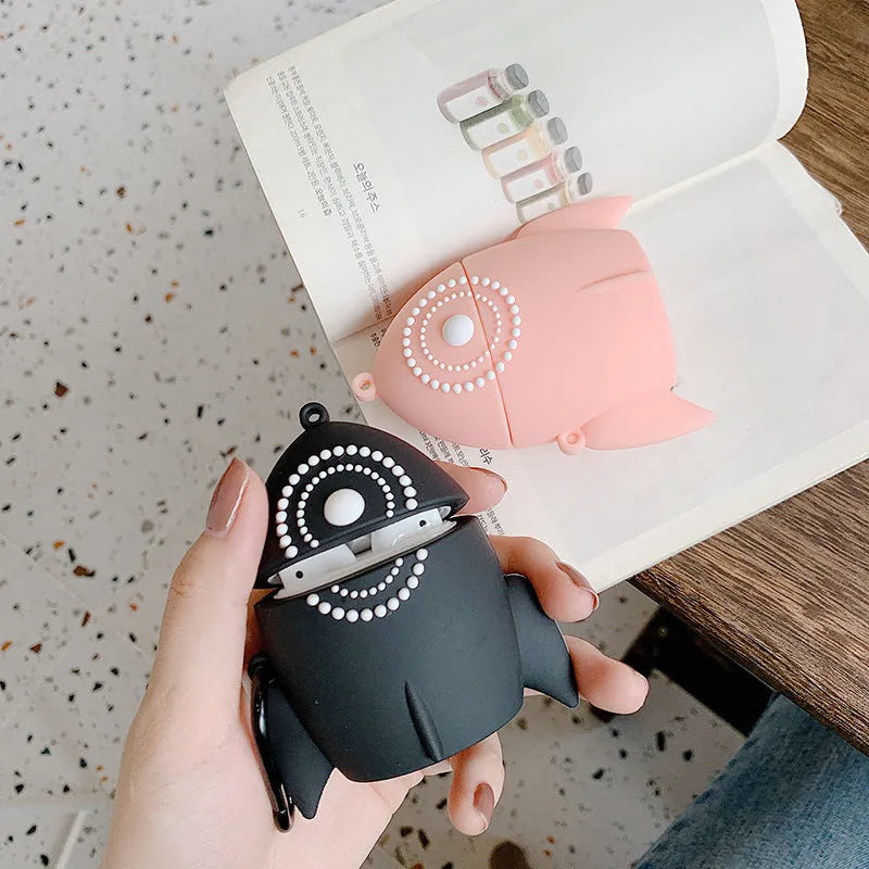 Pink silicone protective case cover for Apple AirPods 2 charging case showing port openings