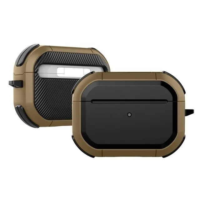 Black TPU and PC protective shell for Apple AirPods and AirPods Pro charging case and earbuds