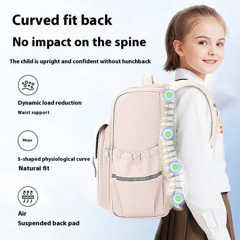Lightweight Oxford cloth school backpack in navy blue, shown in a modern style for student use.