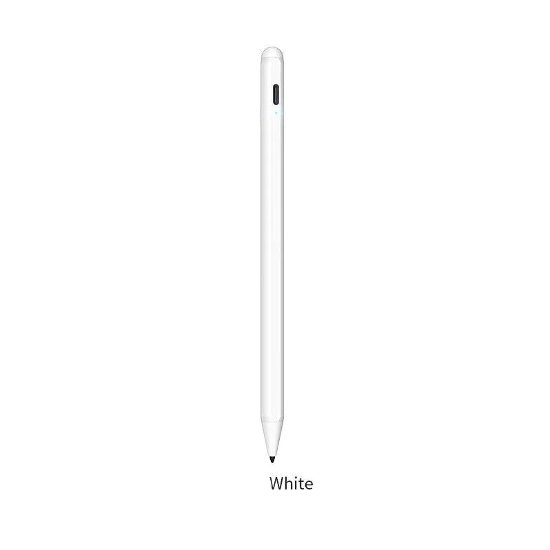 White capacitive stylus pen for iPad with fine nib, aluminium alloy body