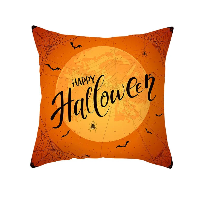 Halloween pillowcase 45x45cm in peach skin fabric with modern simple square design for living room cushion