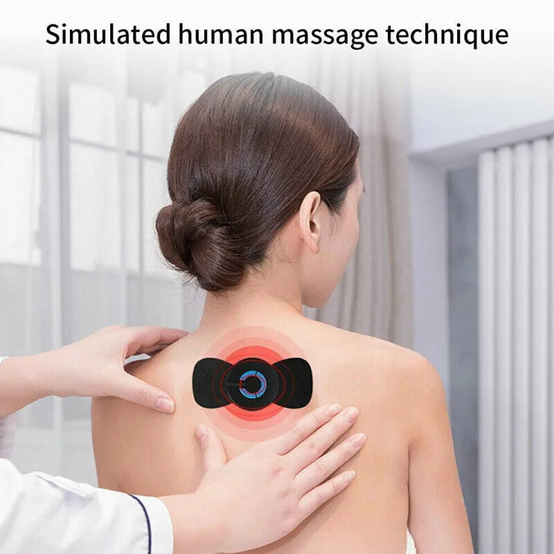 HQ-185 mini electric shoulder and neck massager in black with massage patches