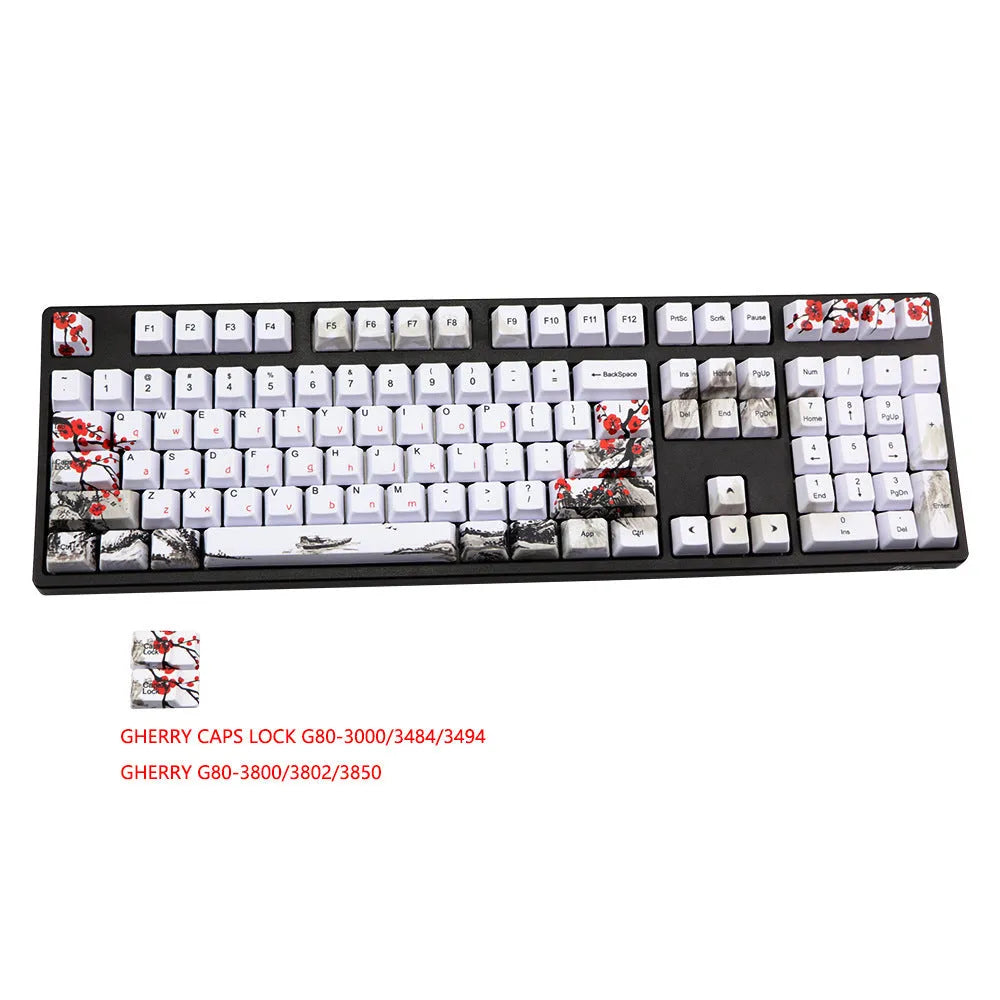 PBT Wangjiang plum blossom theme mechanical keyboard keycap set with 109 keys in OEM height profile