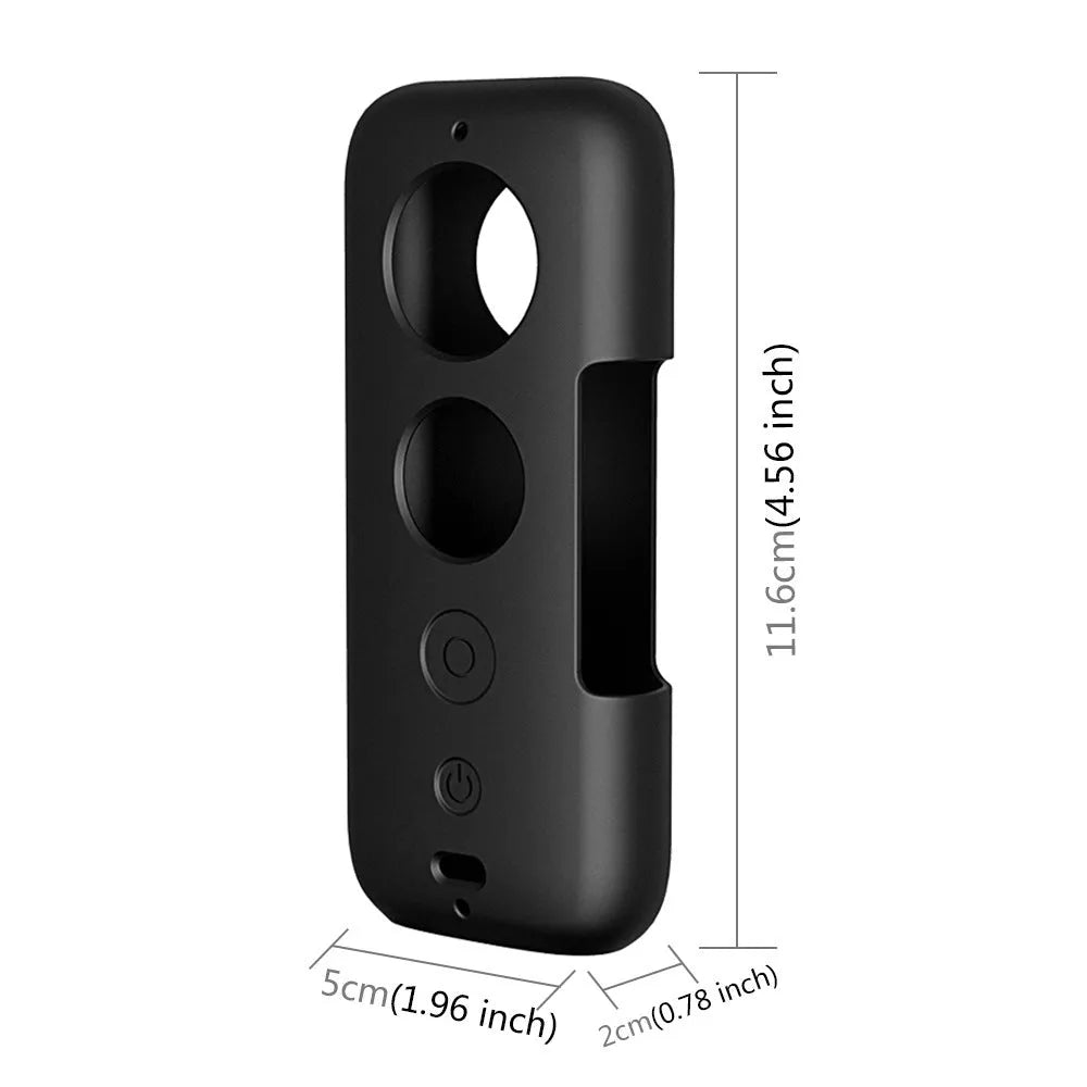 Black and red silicone protective cases for an Insta360 ONE X action camera.