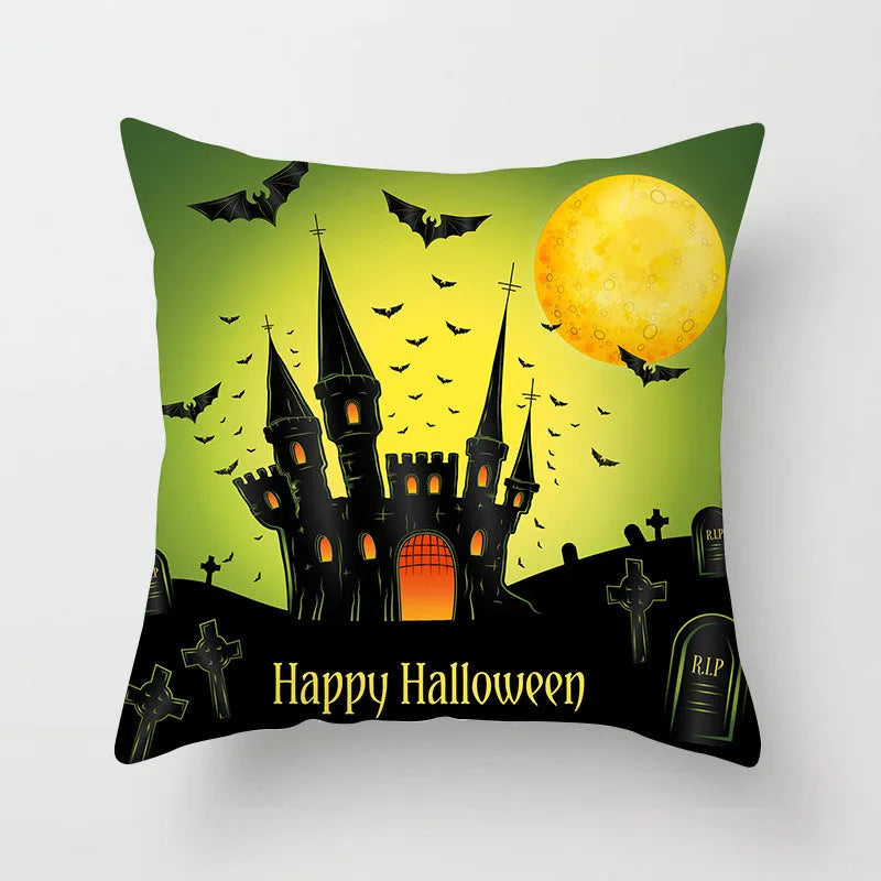 Halloween pillowcase 45x45cm in peach skin fabric with modern simple square design for living room cushion